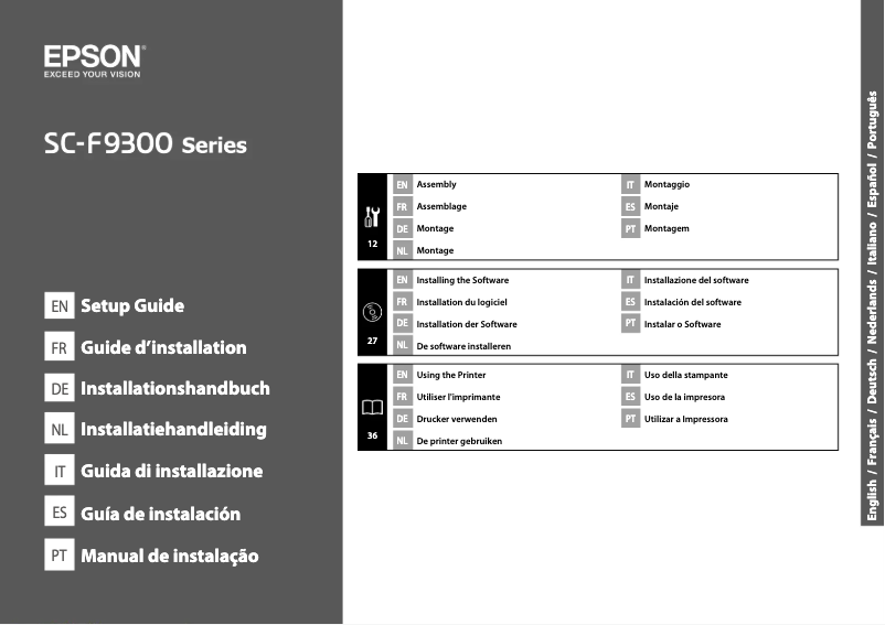 Page 1 de la notice Guide d'installation Epson SureColor SC-F9300
