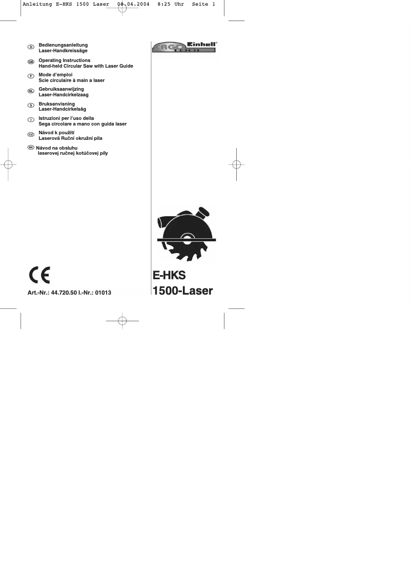 Page 1 de la notice Manuel utilisateur Ergotools Pattfield E-HKS 1500-Laser