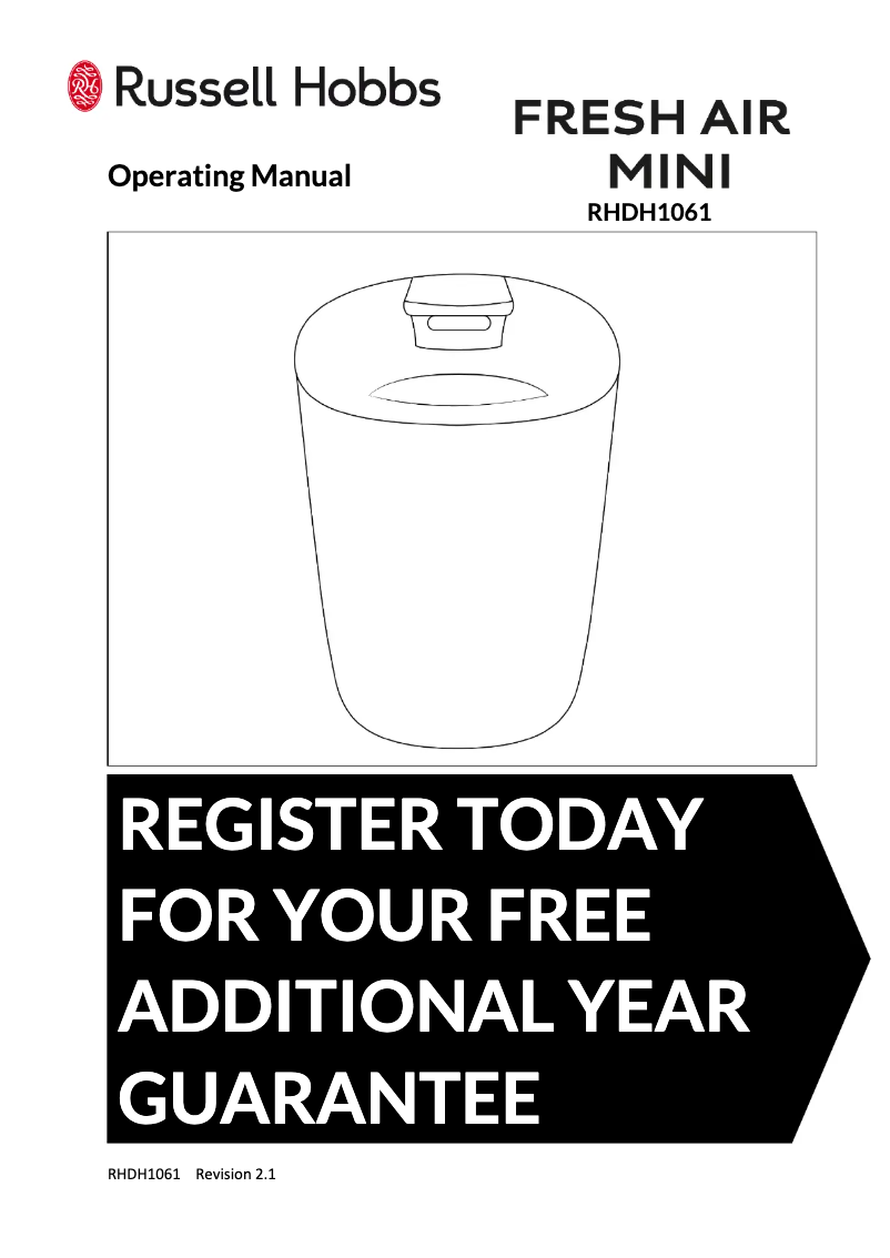 Page n°1 - Manuel utilisateur Russell Hobbs Clean Pro Air RHAP2001B