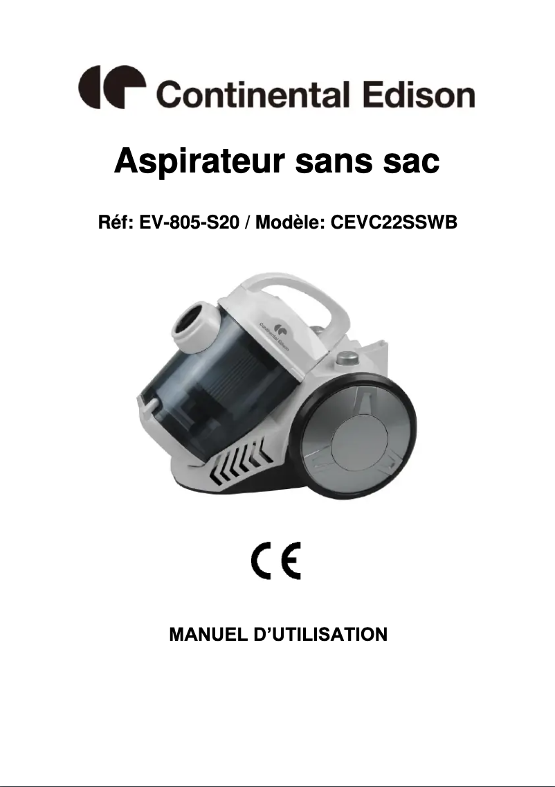 Image de la première page du manuel de l'appareil CEVC22SSWB