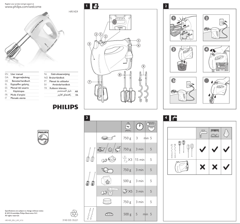 Image de la première page du manuel de l'appareil Daily Collection HR1459