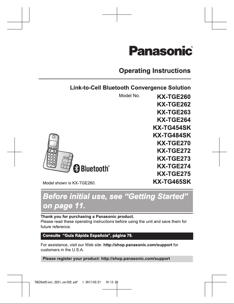 Página 1 del manual Manual de usuario Panasonic KX-TGE275