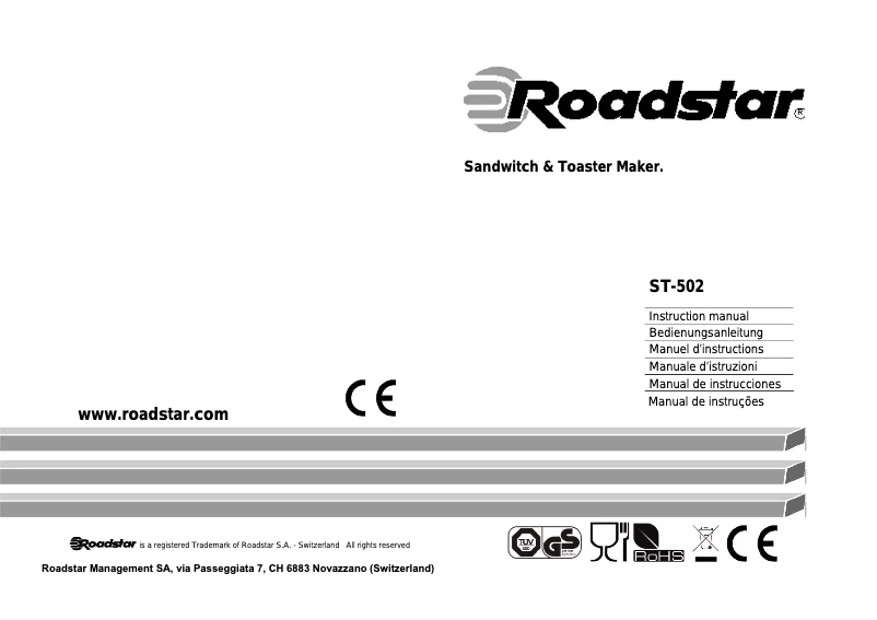 Page 1 de la notice Manuel utilisateur Roadstar ST-502