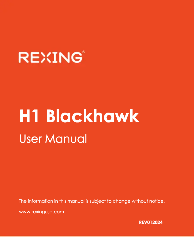 Page 1 de la notice Manuel utilisateur Rexing H1 Blackhawk