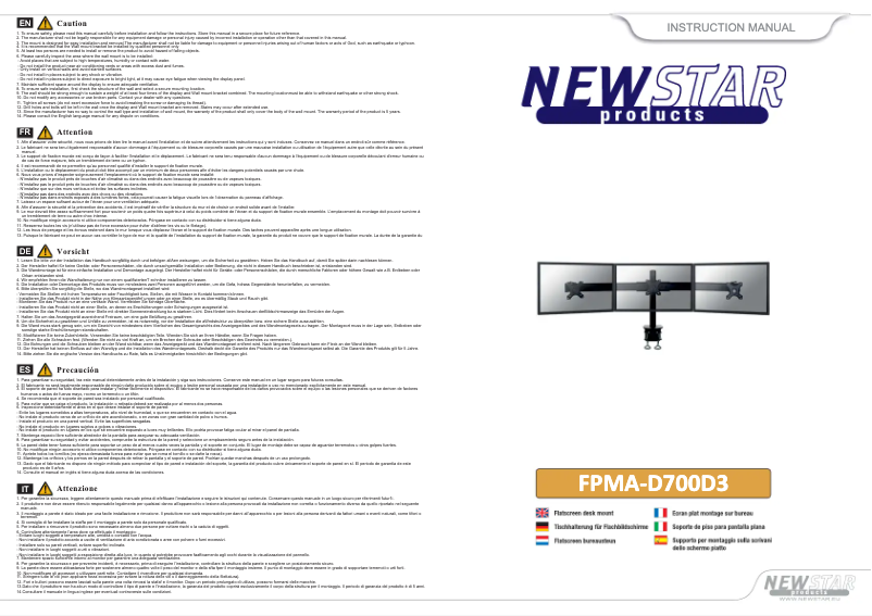Page 1 de la notice Manuel utilisateur Newstar FPMA-D700D3
