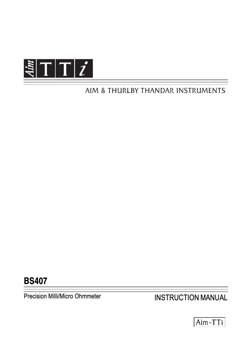Page n°1 - Manuel utilisateur Aim TTi BS407