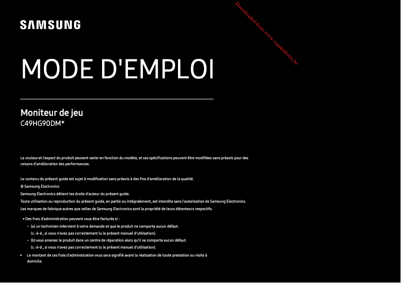 Page 1 de la notice Manuel utilisateur Samsung LC49HG90