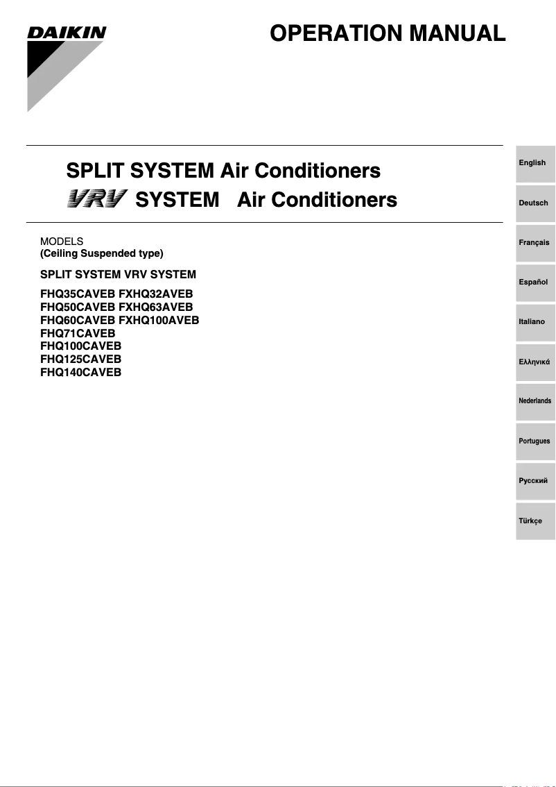 Page 1 de la notice Manuel utilisateur Daikin FHQ50CAVEB