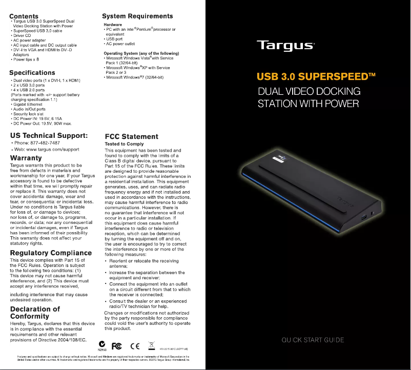 Page n°1 - Manuel utilisateur Targus ACP71USZ