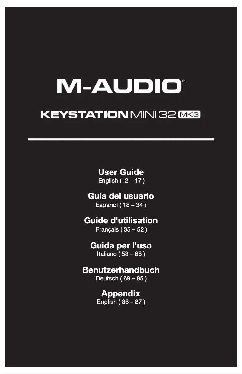 Page 1 de la notice Manuel utilisateur M-Audio Keystation Mini 32
