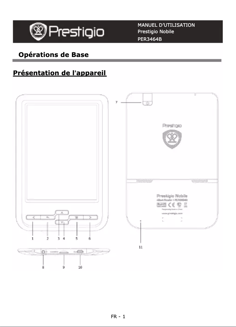 Page n°1 - Manuel utilisateur Prestigio MultiReader 3464