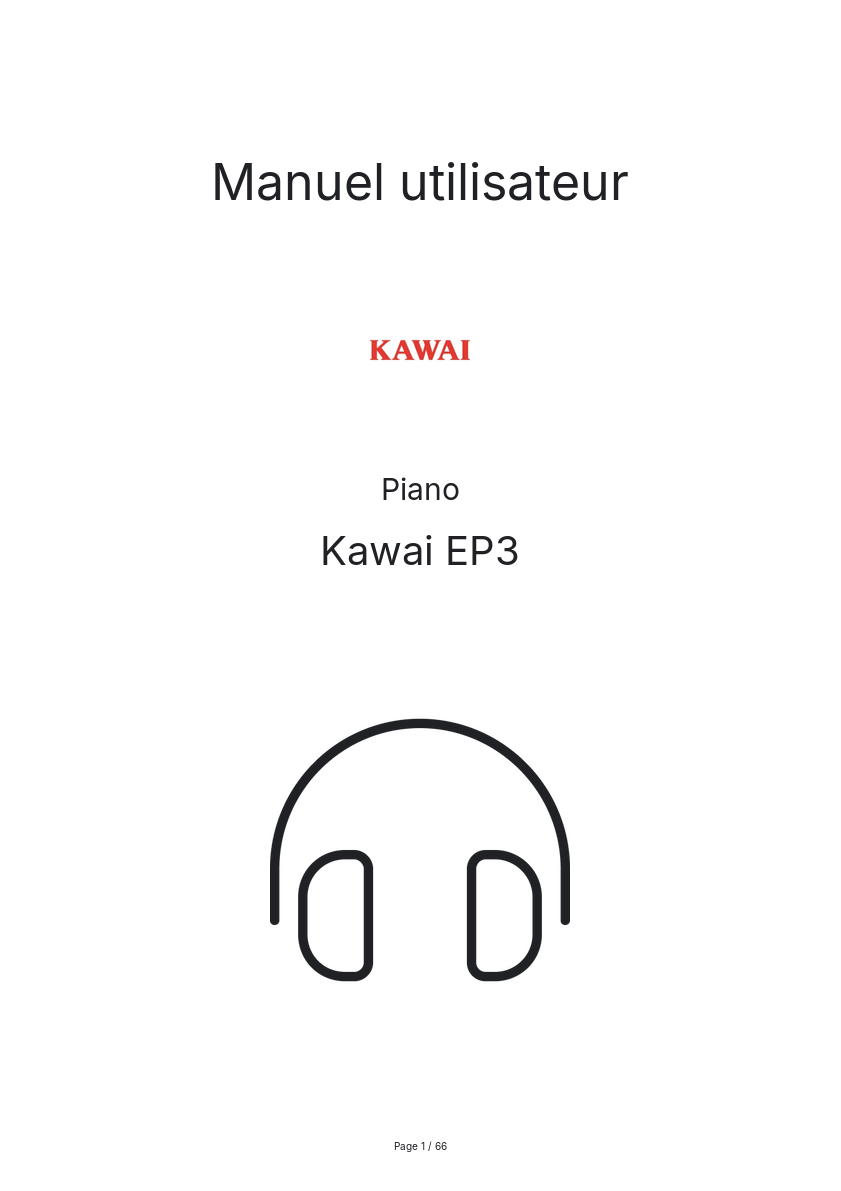 Page n°1 - Manuel utilisateur Kawai EP3