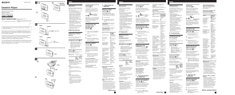 Image de la première page du manuel de l'appareil Walkman WM-EX560