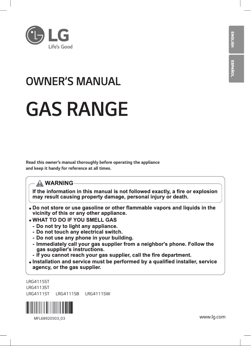 Image de la première page du manuel de l'appareil LRG4115ST