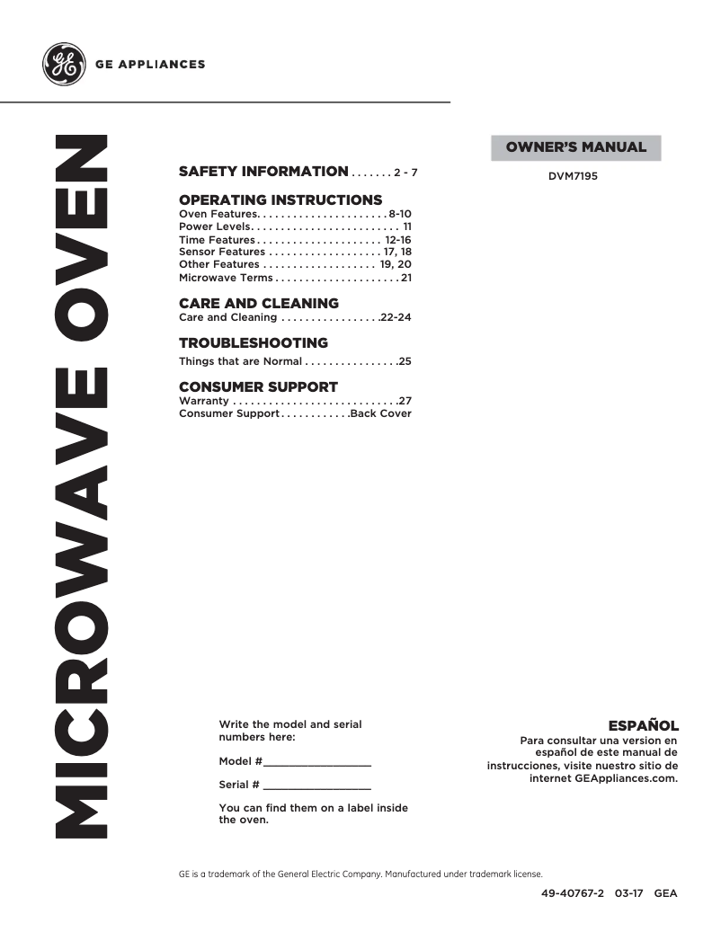 Page n°1 - Manuel d'utilisation et d'entretien Adora DVM7195SKSS