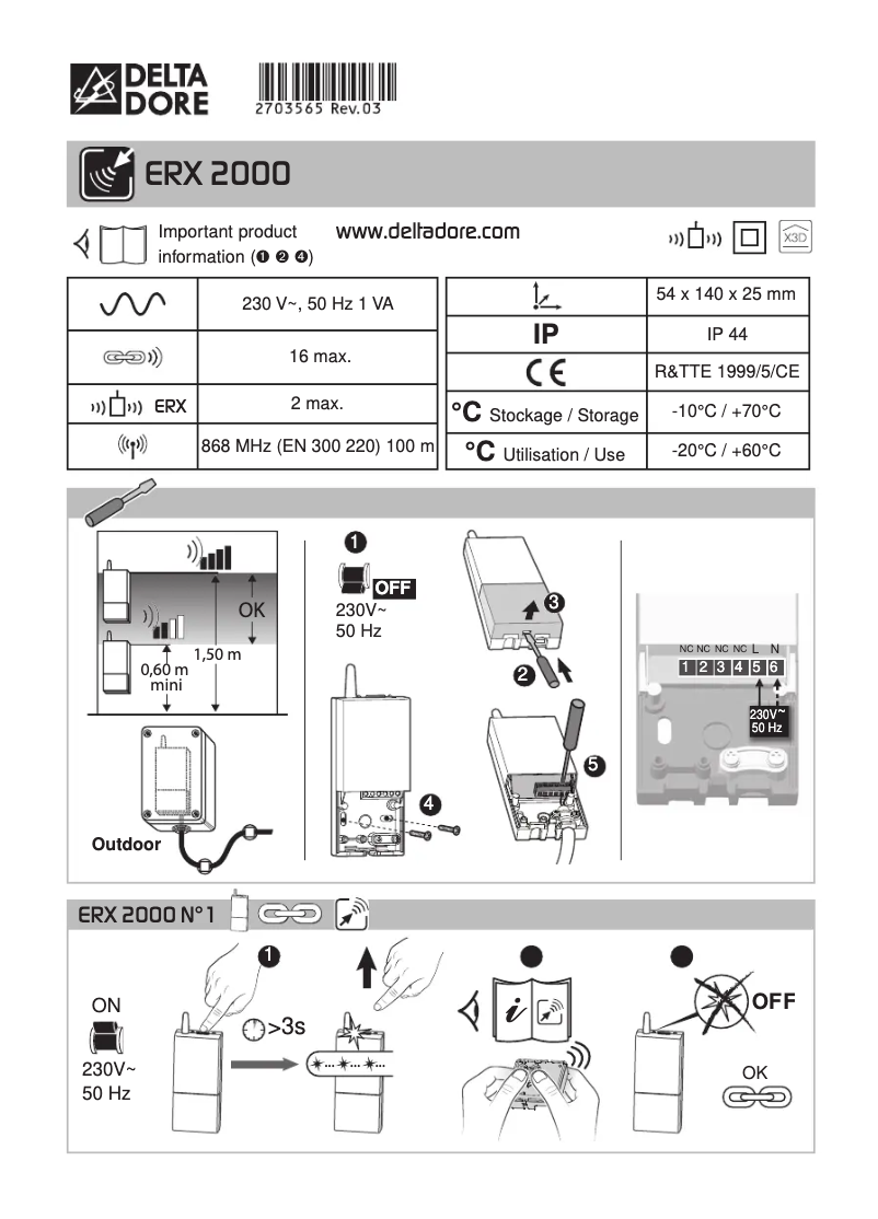 Image de la première page du manuel de l'appareil Tyxia ERX 2000
