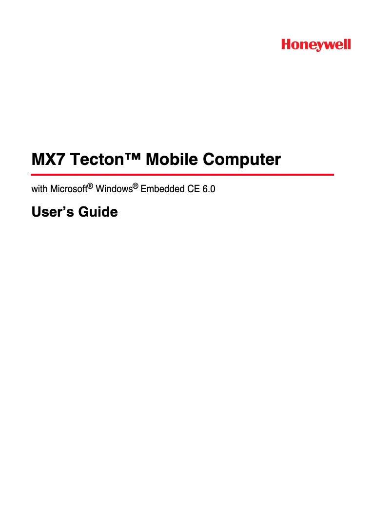 Page n°1 - Manuel utilisateur Honeywell MX7 Tecton