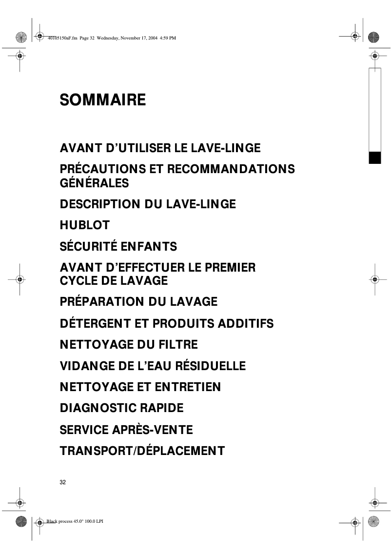 Page 1 de la notice Manuel utilisateur Bauknecht WAS 1000