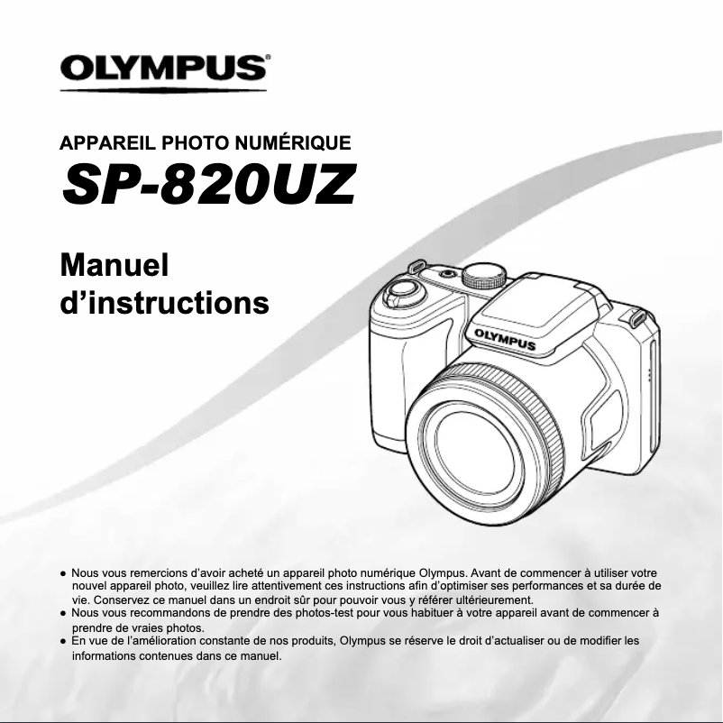 Page 1 de la notice Manuel utilisateur Olympus SP‑820UZ