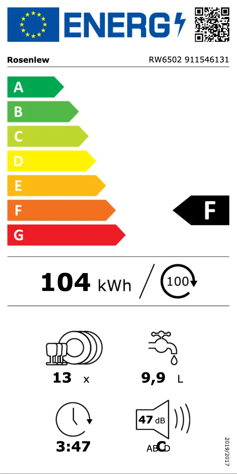 Page n°1 - Label énergétique Rosenlew RW6502