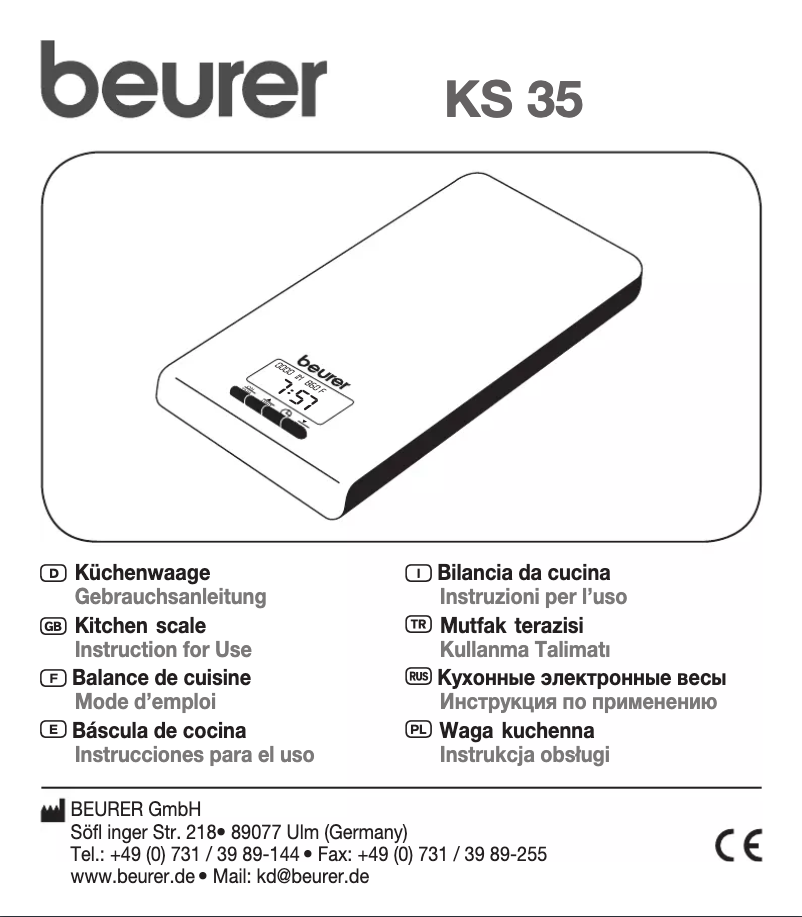 Page 1 de la notice Manuel utilisateur Beurer KS 35