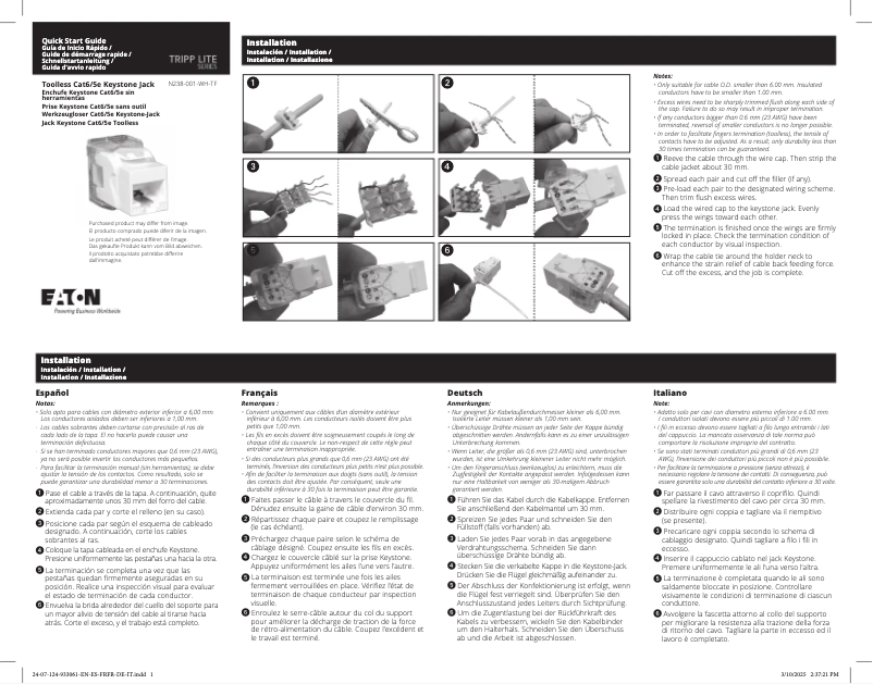 Page n°1 - Manuel utilisateur Tripp Lite N238-001-WH-TF