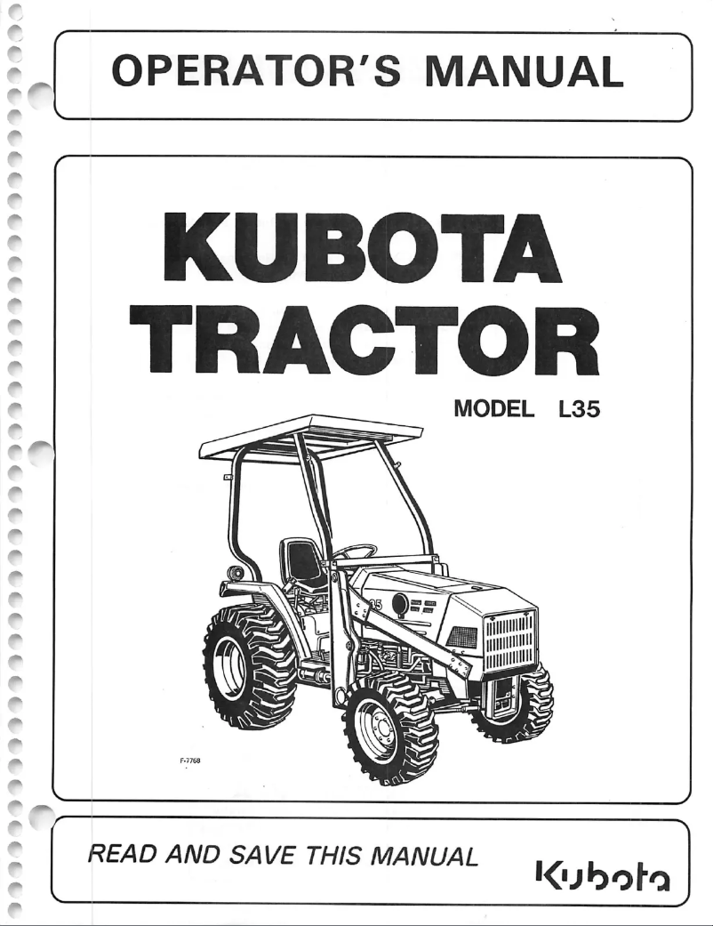 Page 1 de la notice Manuel utilisateur Kubota L35
