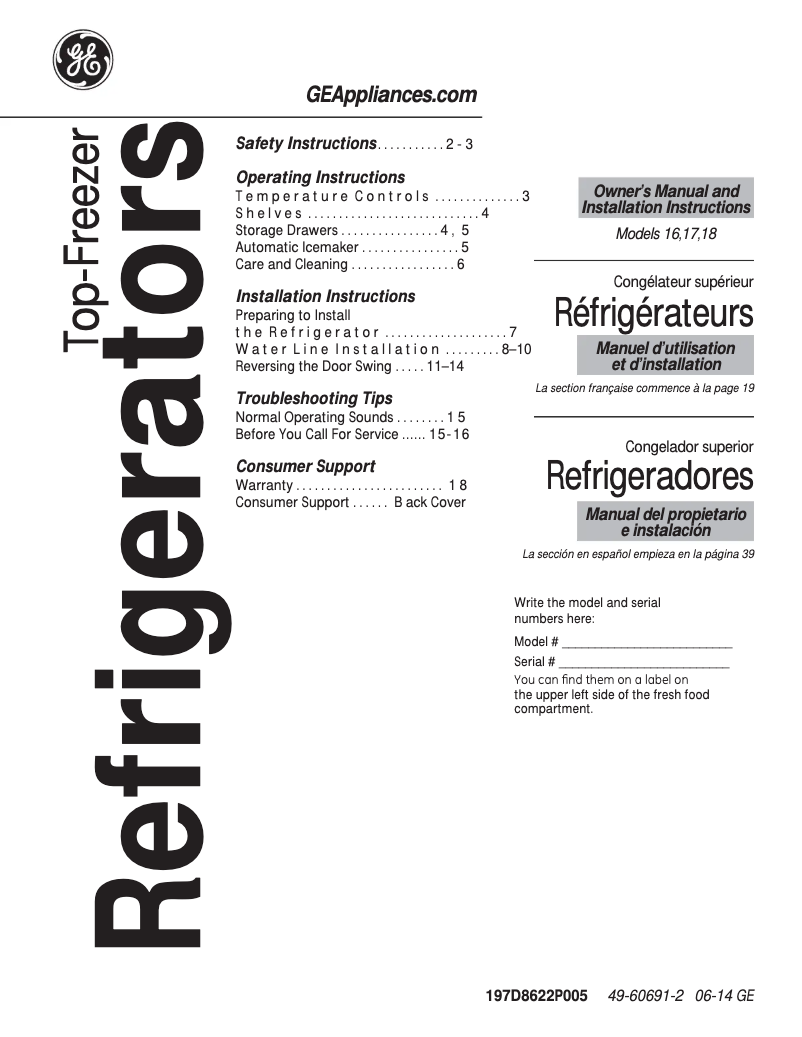 Imagen de la primera página del manual del dispositivo GTH18CBEBB