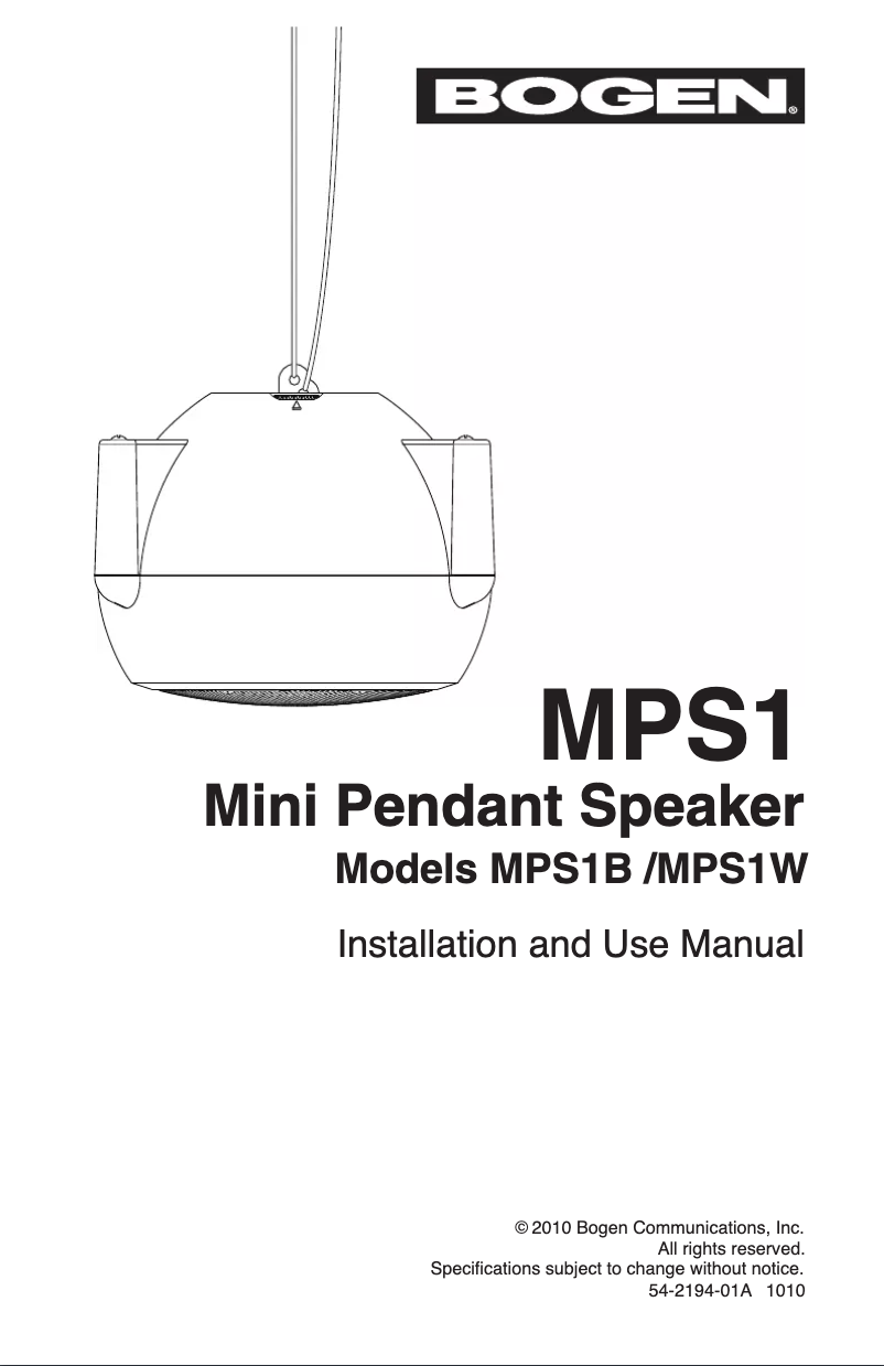 Page n°1 - Manuel utilisateur Bogen MPS1