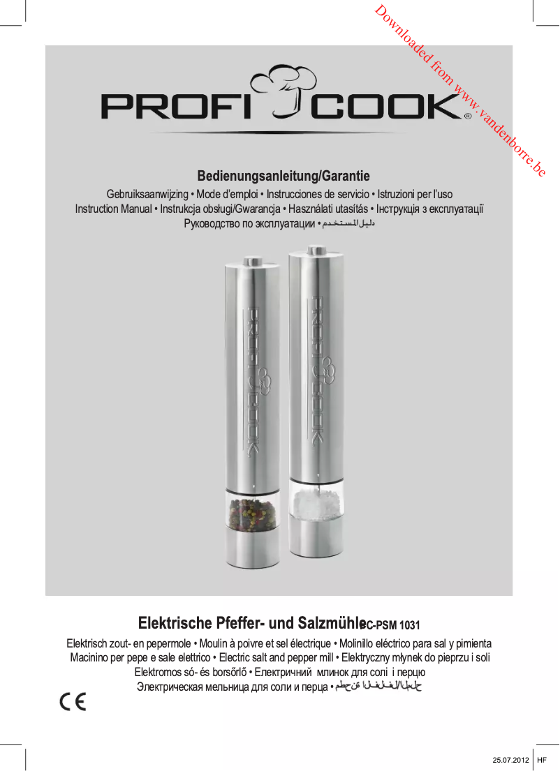 Page n°1 - Manuel utilisateur ProfiCook PC-PSM 1031