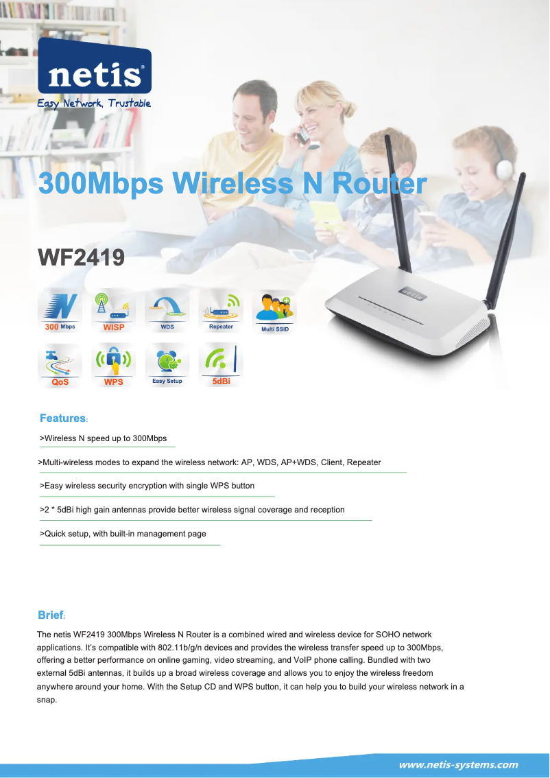 Página 1 del manual Ficha técnica Netis WF2419