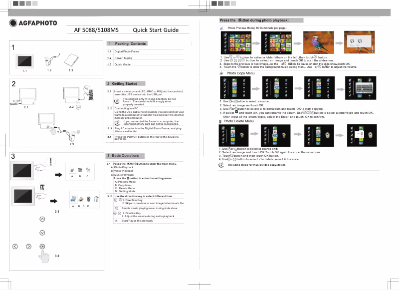 Page n°1 - Manuel utilisateur AgfaPhoto AF 5088MS