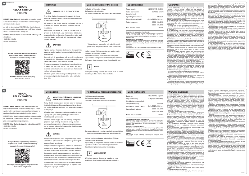 Page 1 de la notice Manuel utilisateur Fibaro FGS-212
