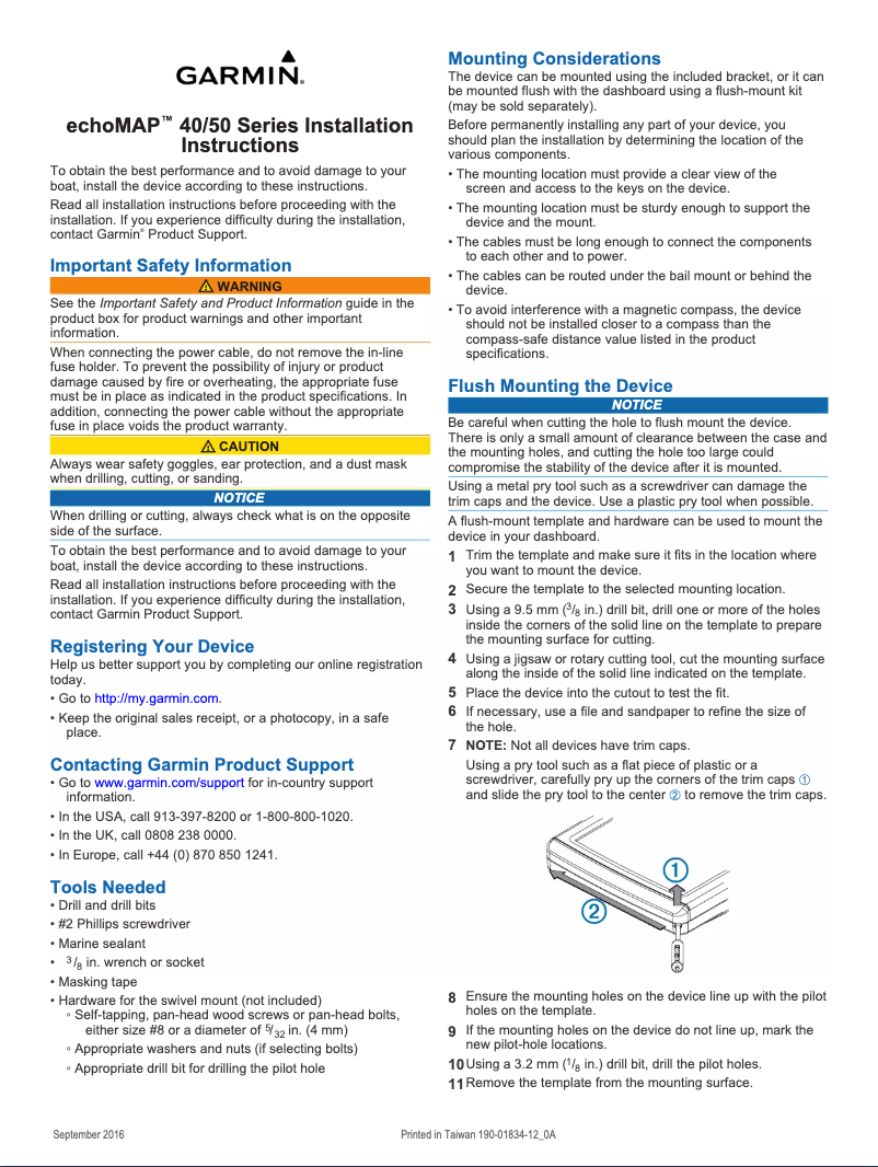 Page 1 de la notice Guide d'installation Garmin echoMAP 53cv