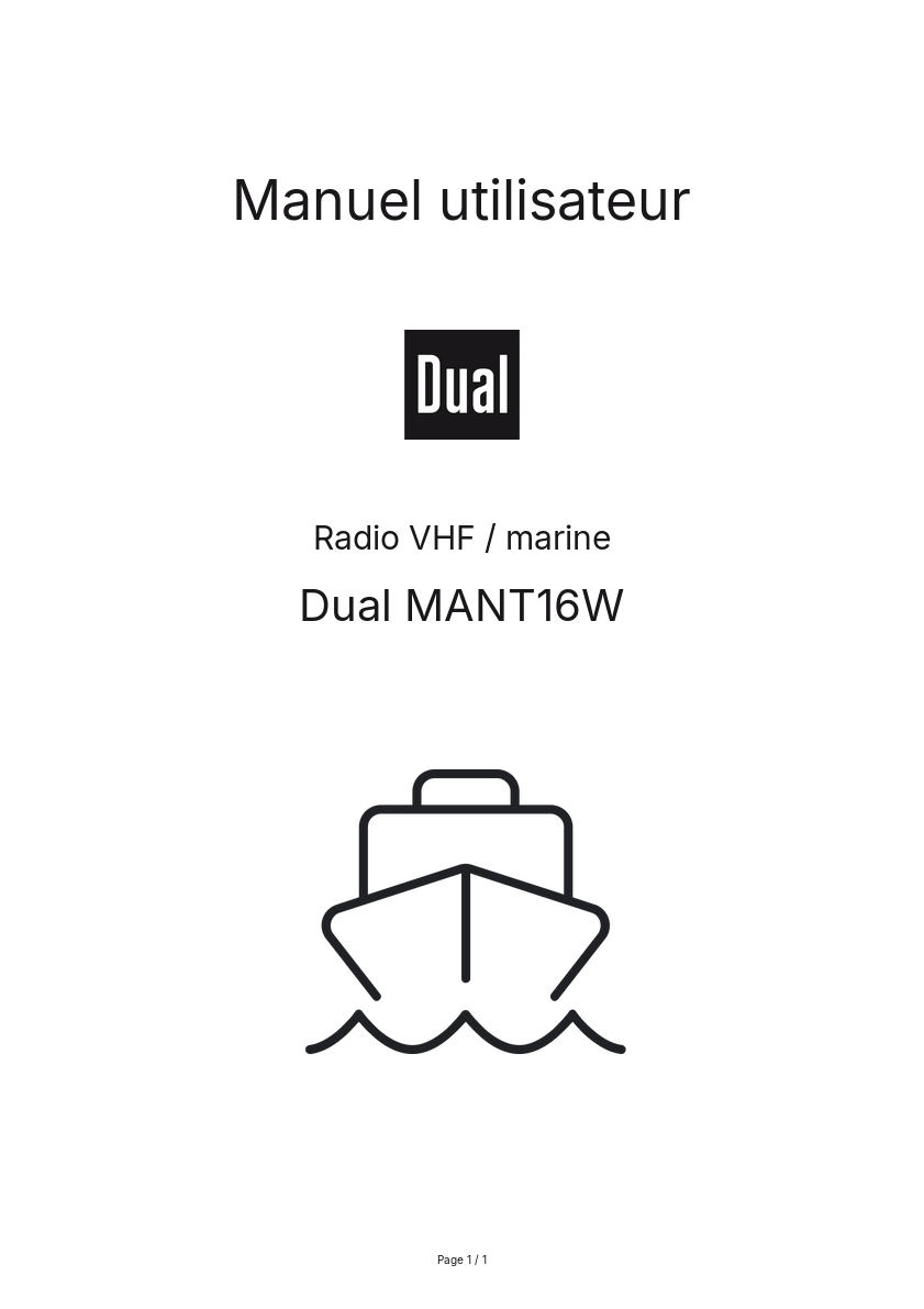Page n°1 - Manuel utilisateur Dual MANT16W