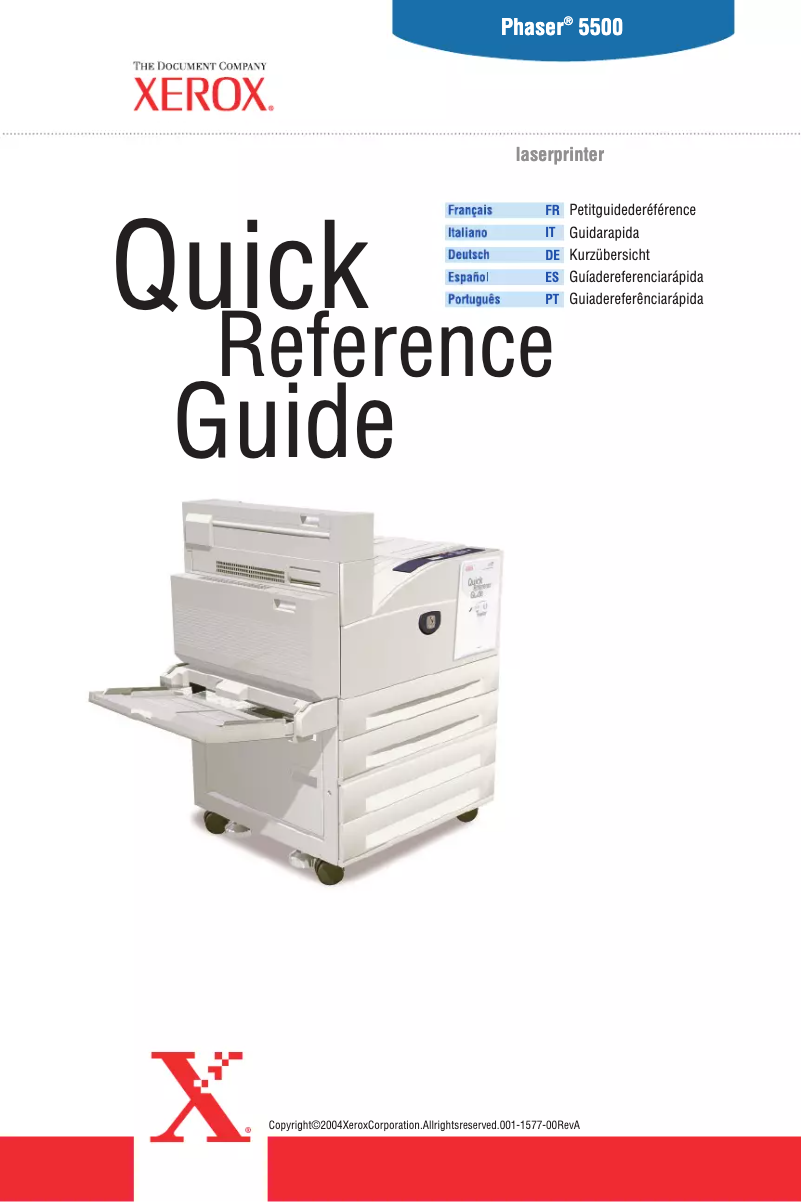Page 1 de la notice Manuel utilisateur Xerox Phaser 5500