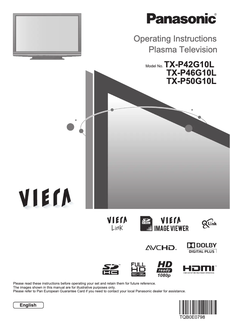 Page 1 de la notice Manuel utilisateur Panasonic TX-P50G10L