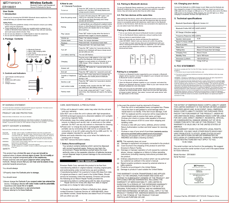 Page n°1 - Manuel utilisateur Emerson ER106001
