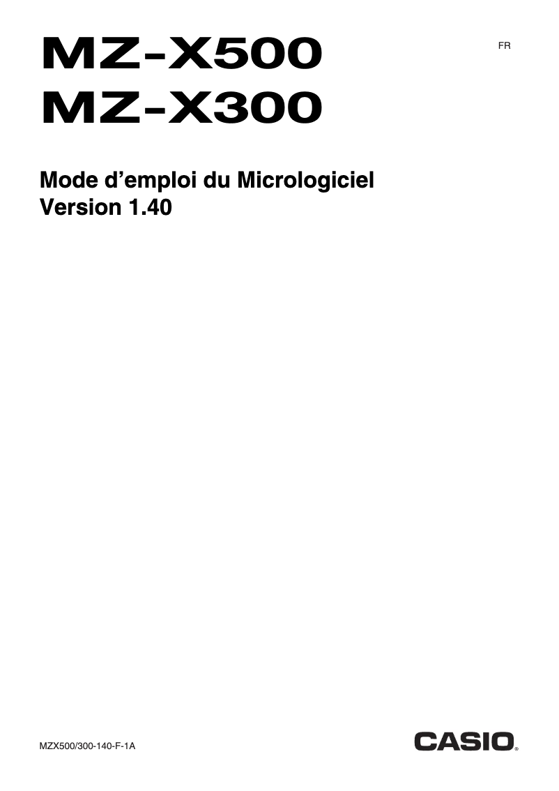 Page n°1 - Manuel utilisateur Casio MZ-X500