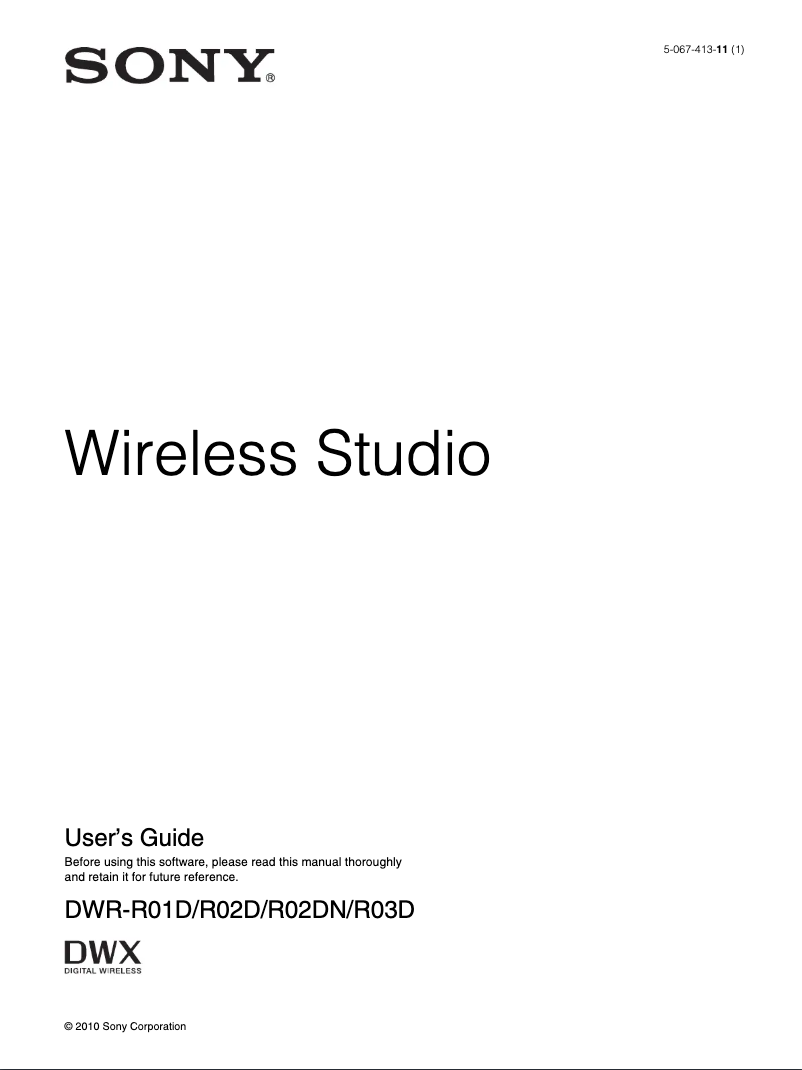 Page 1 de la notice Manuel utilisateur Sony DWR-R02DN