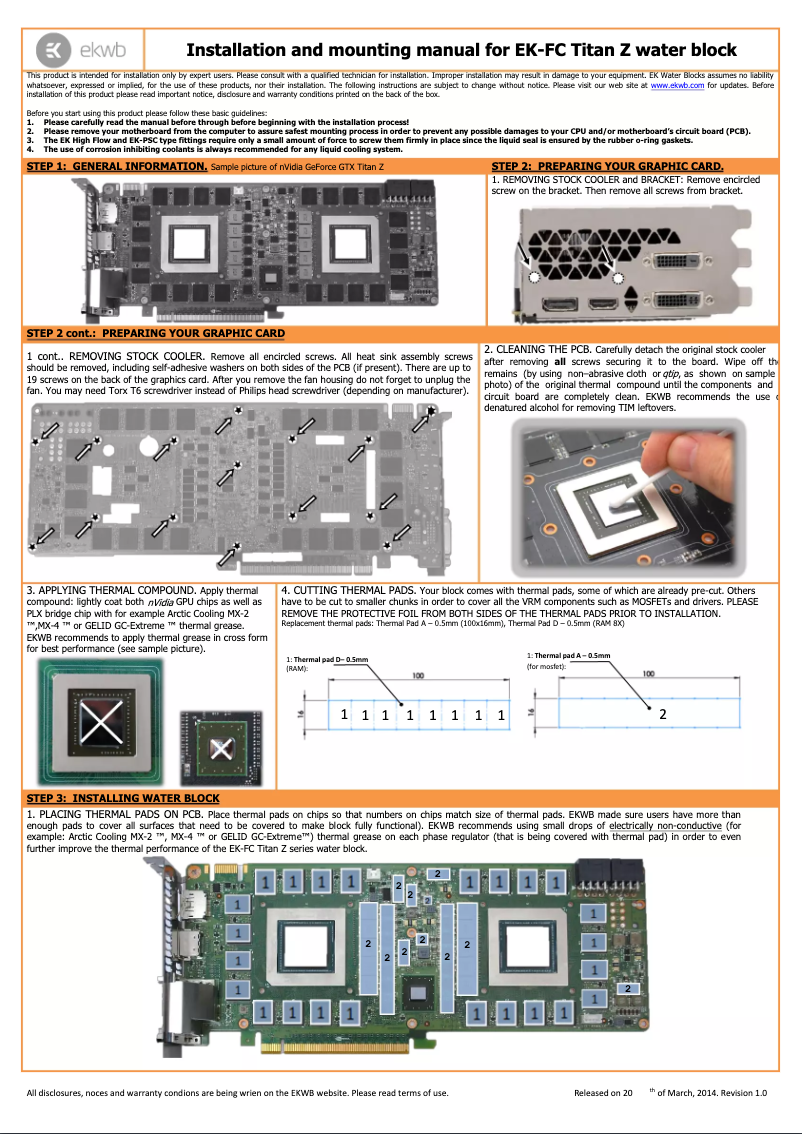 Page 1 de la notice Manuel utilisateur EK Water Blocks 3831109868959