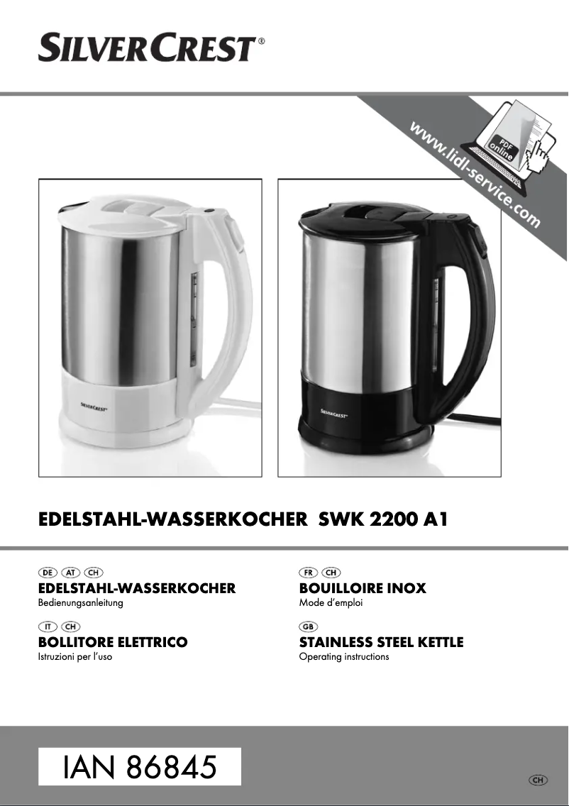 Page n°1 - Manuel utilisateur SilverCrest SWK 2200 A1