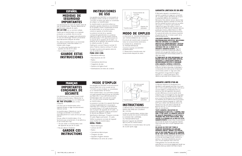 Image de la première page du manuel de l'appareil FR23X