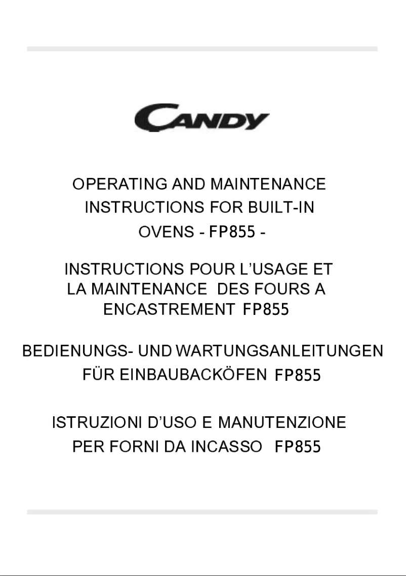 Page 1 de la notice Manuel utilisateur Candy FP 855