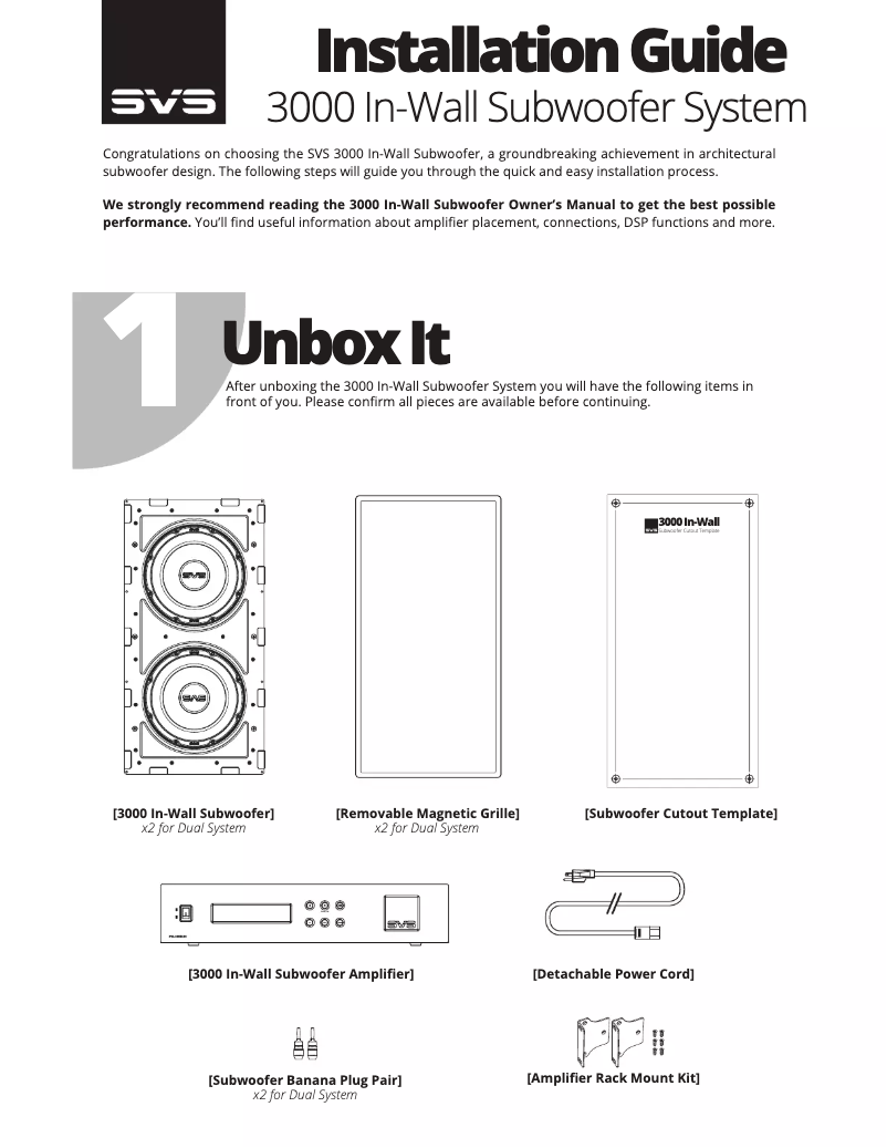 Page n°1 - Mode d'emploi SVS 3000 In-Wall Subwoofer System