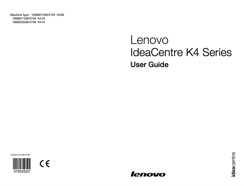 Page 1 de la notice Manuel utilisateur Lenovo IdeaCentre K430