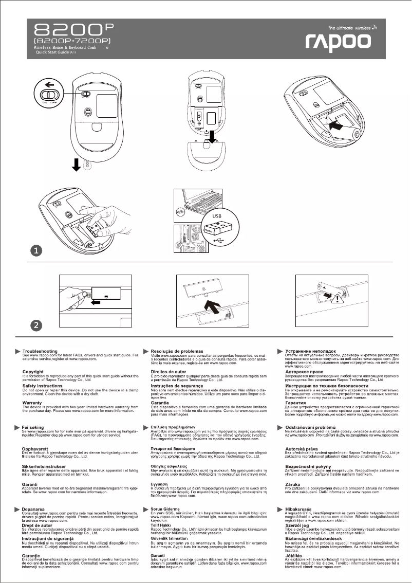 Page 1 de la notice Manuel utilisateur Rapoo E8200P