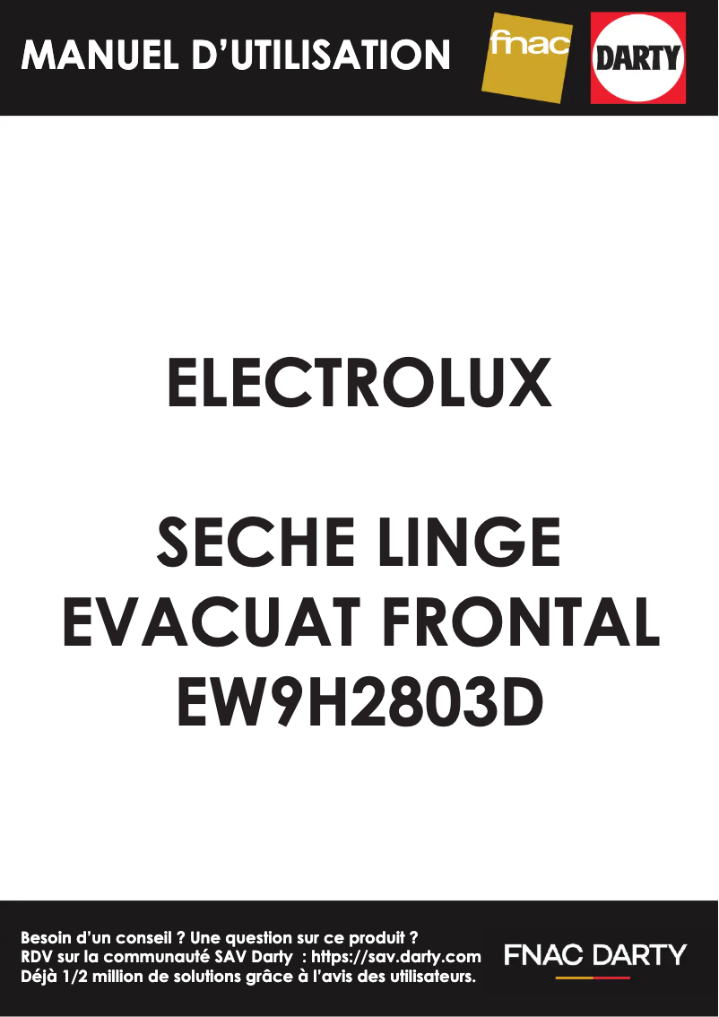 Image de la première page du manuel de l'appareil EW9H2803D