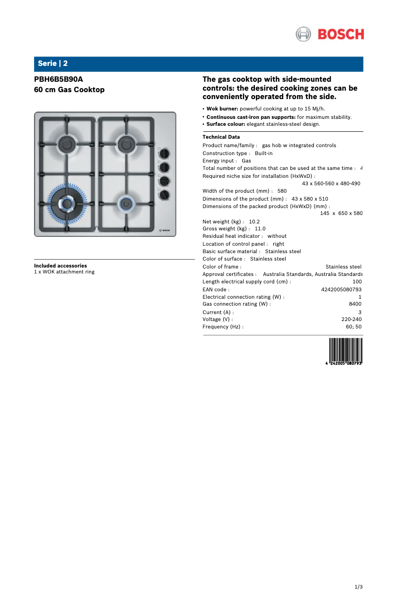 Página 1 del manual Ficha técnica Bosch PBH6B5B90A