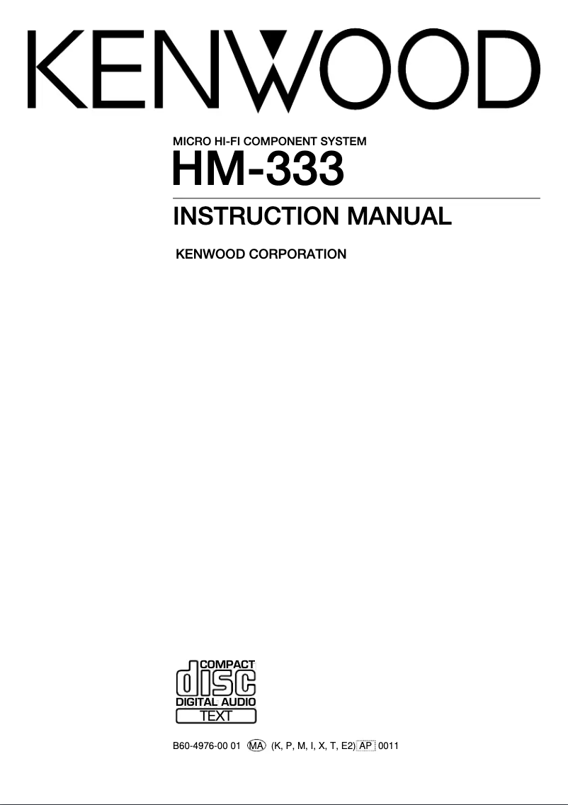 Page n°1 - Manuel utilisateur Kenwood HM-333